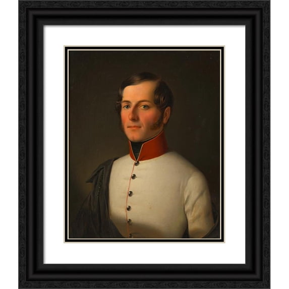 Franz Eybl 15x18 Black Ornate Wood Framed Double Matted Museum Art Print Titled - Karl Von Rebracha, Unterleutnant (Around 1830-1845)
