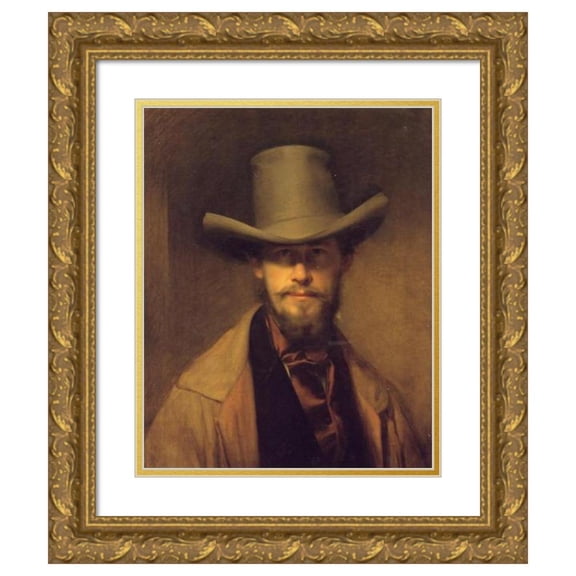 Franz Eybl 15x18 Gold Ornate Wood Frame and Double Matted Museum Art Print Titled - Self-Portrait (circa 1840)