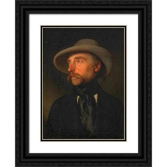 Franz Eybl 19x24 Black Ornate Framed Double Matted Museum Art Print Titled: Franz Wipplinger (Painter) (1845)