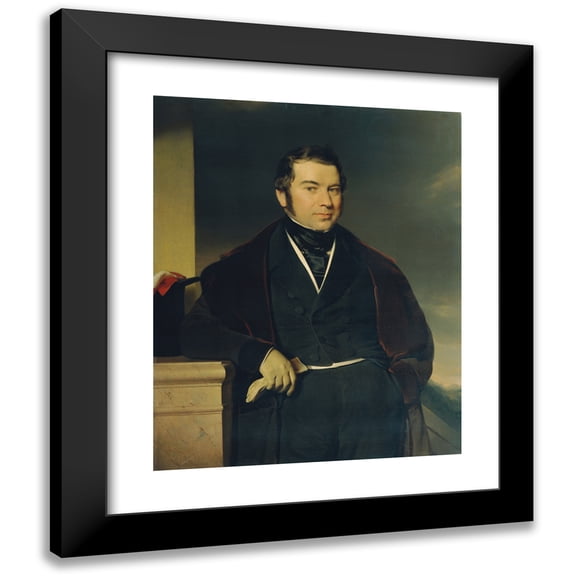 Franz Eybl 20x24 Black Modern Framed Museum Art Print Titled - Lord with Cylinder and Glove (1843)