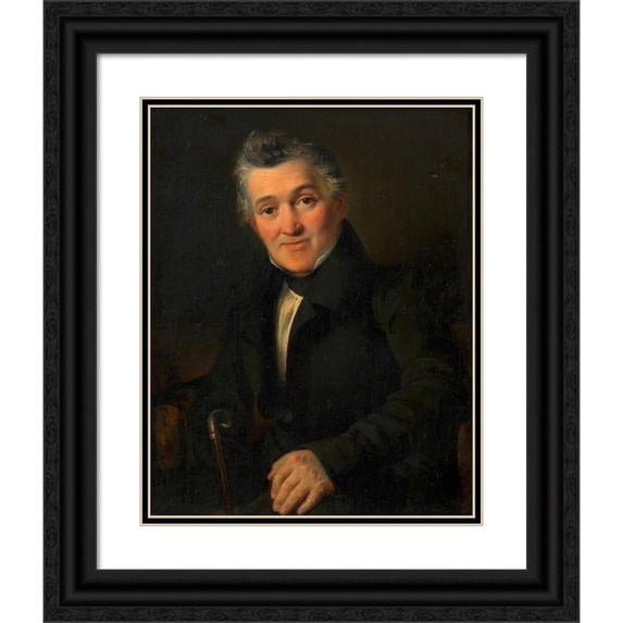 Franz Eybl 20x24 Black Ornate Framed Double Matted Museum Art Print Titled: Unknown Gentleman (Around 1840-1850)