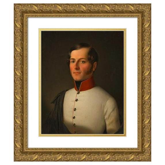 Franz Eybl 20x24 Gold Ornate Framed and Double Matted Museum Art Print Titled - Karl Von Rebracha, Unterleutnant (Around 1830-1845)
