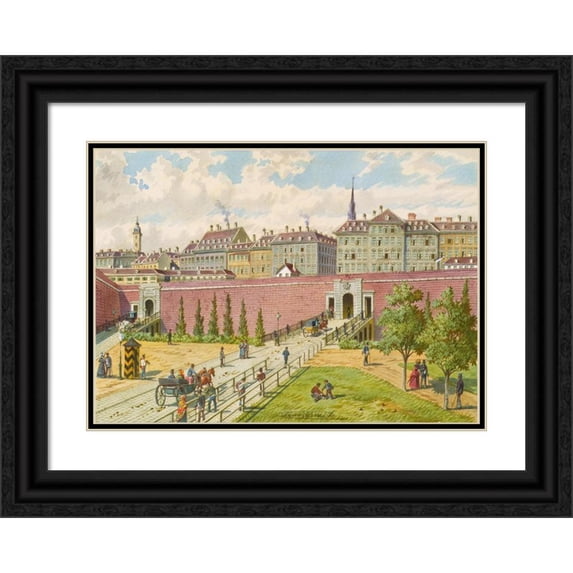 Franz Gerasch 24x18 Black Ornate Framed Double Matted Museum Art Print Titled: The Two Carinthian Gates (1847)