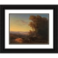 thumbnail image 1 of Franz Graf von Pocci 18x15 Black Ornate Wood Framed Double Matted Museum Art Print Titled - South German Landscape in the Evening Light (1840-50), 1 of 5