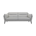 thumbnail image 1 of Franz Gray Leather Sofa Solid Wooden Frame Brown Legs, 1 of 5