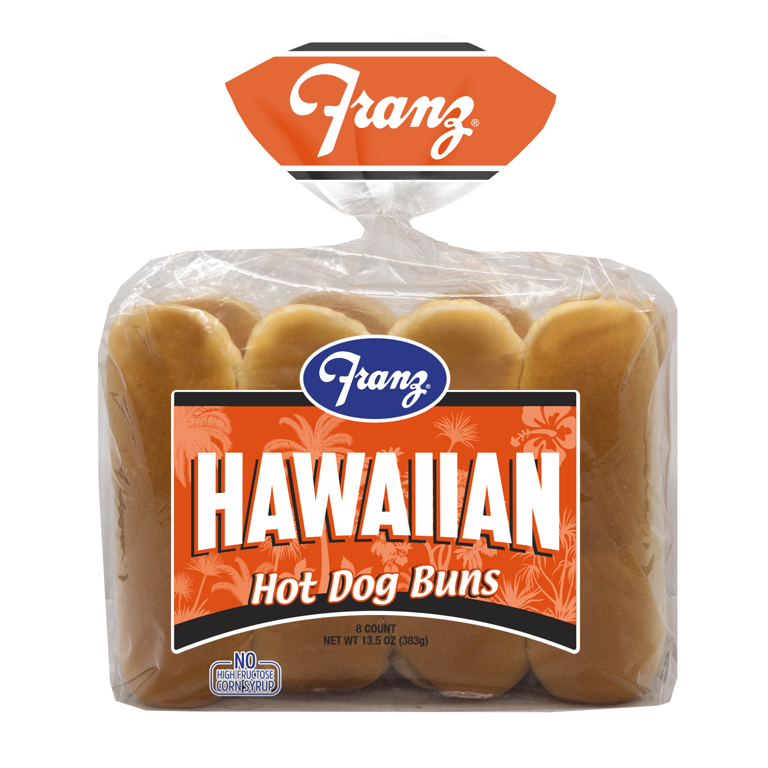 Franz Bakery Hawaiian Hot Dog Buns 8 Count Soft Sweet No High