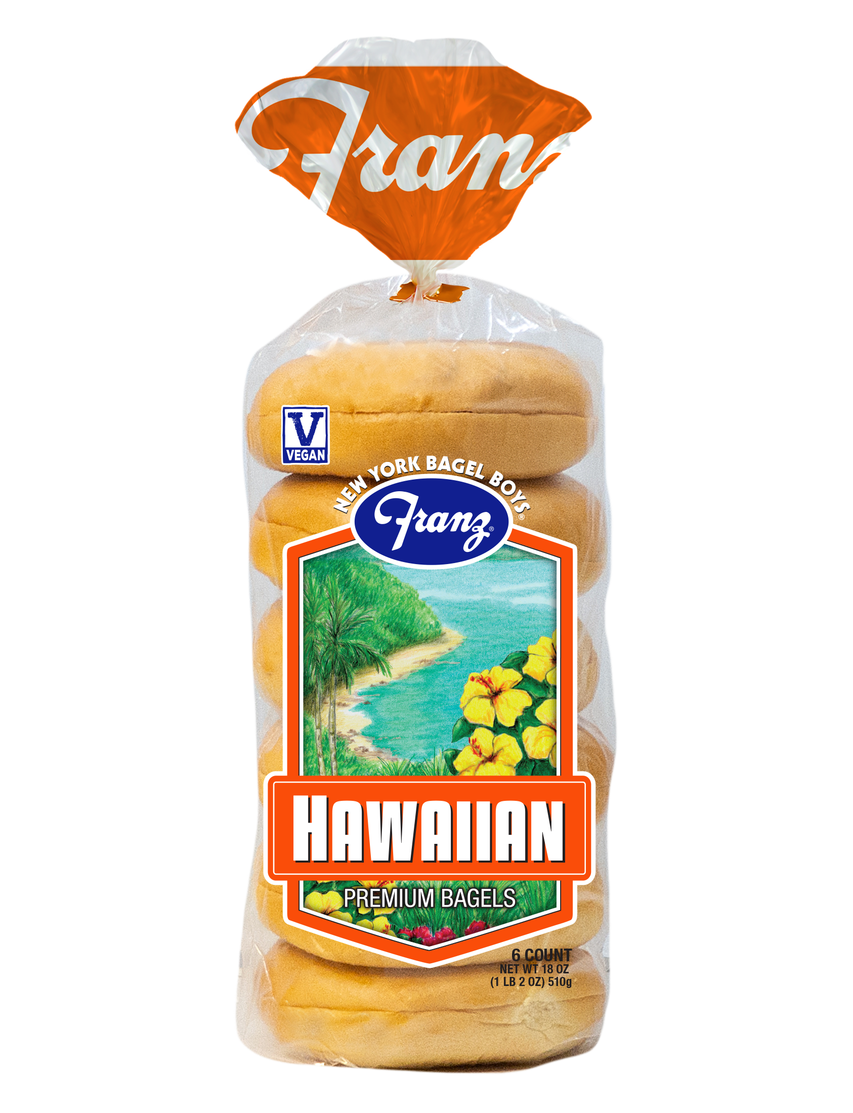 Franz Hawaiian Premium Bagels, 18 oz, 6 Count