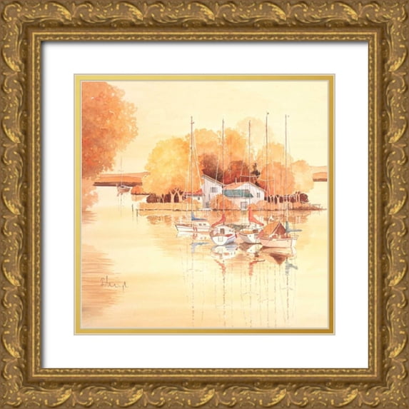 Franz, Heigl 12x12 Gold Ornate Wood Framed with Double Matting Museum Art Print Titled - Seaside II