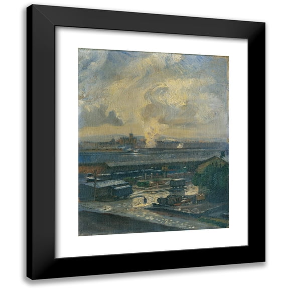 Franz Hohenberger 12x14 Black Modern Framed Museum Art Print Titled - Coal Station of the Nordbahn (1908)