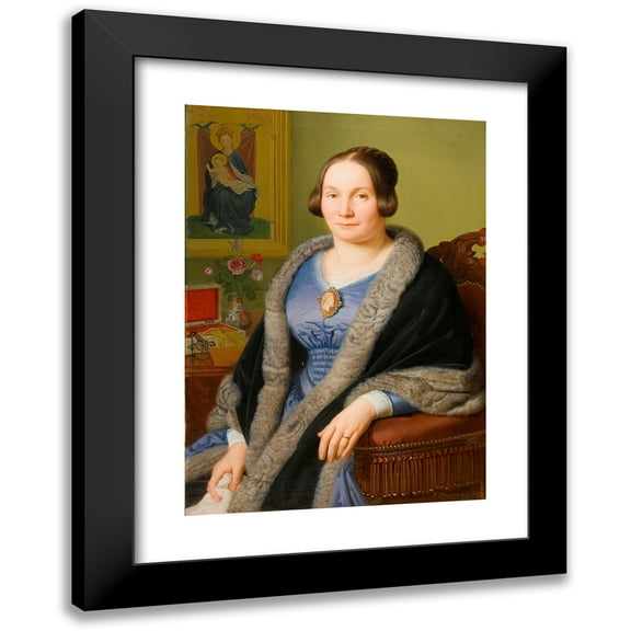Franz Ittenbach 14x18 Black Modern Framed Museum Art Print Titled - Portrait Soist Margarete (1849)