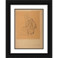 thumbnail image 1 of Franz Jaschke 11x14 Black Ornate Wood Framed Double Matted Museum Art Print Titled: Figure Study of a Man Who is Sitting to the Left, Dressed with a Cloth, 1 of 5