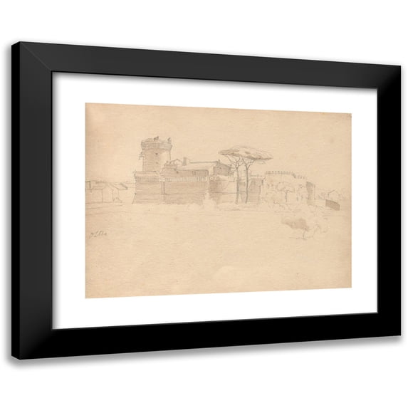 Franz Johann Heinrich Nadorp 14x11 Black Modern Framed Museum Art Print Titled - Album with Views of Rome and Surroundings, Landscape Studies, Page 28A: “Ostia”