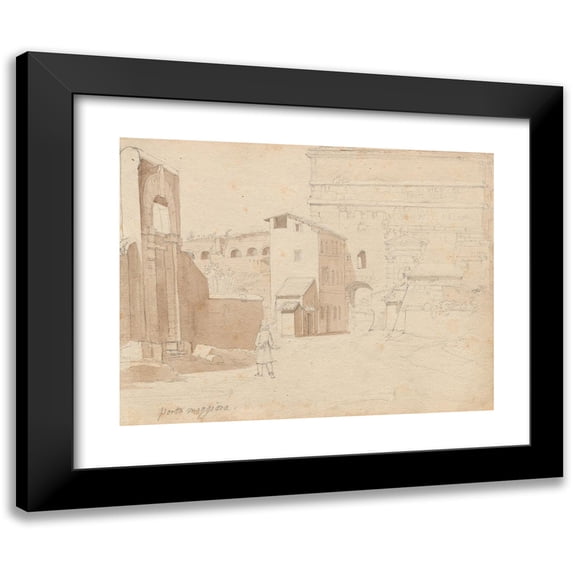 Franz Johann Heinrich Nadorp 18x15 Black Modern Framed Museum Art Print Titled - Album with Views of Rome and Surroundings, Landscape Studies, Page 11A: “Porta Maggiore”