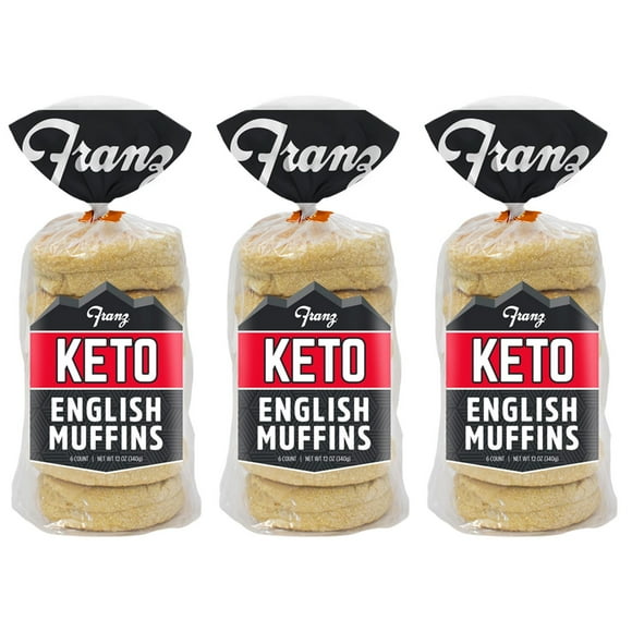 Franz Keto English Muffin, 3 Pack, 4g Net Carb, Super Soft, High Protein, High Fiber, Low Carb Bread, Freshly Baked, Protein Bread, Plant-Based