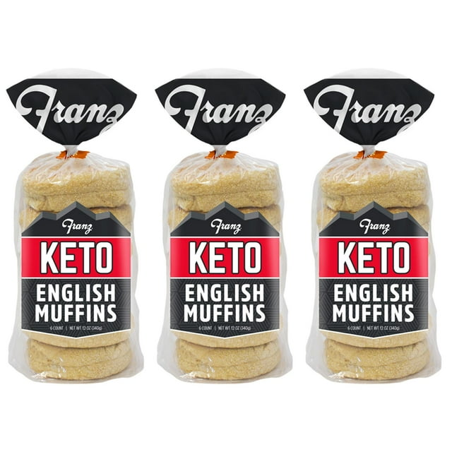 Franz Keto English Muffin, 3 Pack, 4g Net Carb, Super Soft, High