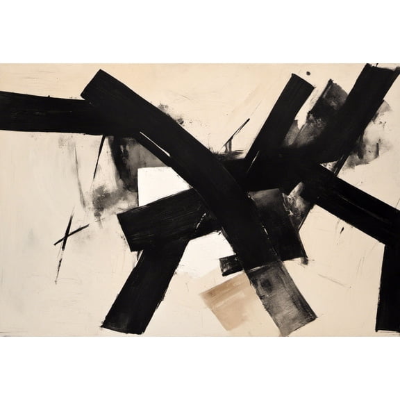Franz Kline Style Abstract Painting II - 12" x 18" Art Print Wall Decor