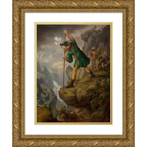 Franz Krammer 12x14 Gold Ornate Wood Frame and Double Matted Museum Art Print Titled - The End of the Chase (1829)