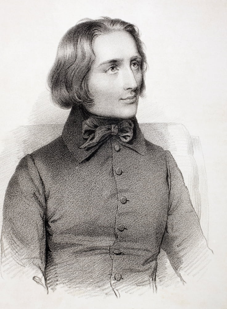 Franz Liszt 1811 - 1886 Hungarian Pianist And Composer From Figaro Journal For Literatur Kunst Og Musik Published In Copenhagen 1841 Canvas Art - Ken Welsh Design Pics (24 x 34)