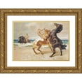 thumbnail image 1 of Franz Müller-Münster 18x14 Gold Ornate Wood Frame and Double Matted Museum Art Print Titled - The Rearing Horse, 1 of 4