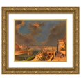 thumbnail image 1 of Franz Maleck von Werthenfels 18x15 Gold Ornate Wood Frame and Double Matted Museum Art Print Titled - Construction of the Ferdinandsbrucke Over the Danube Canal (1819), 1 of 4