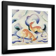 Franz Marc 12x12 Black Modern Framed Museum Art Print Titled - Deer in the Snow 1911