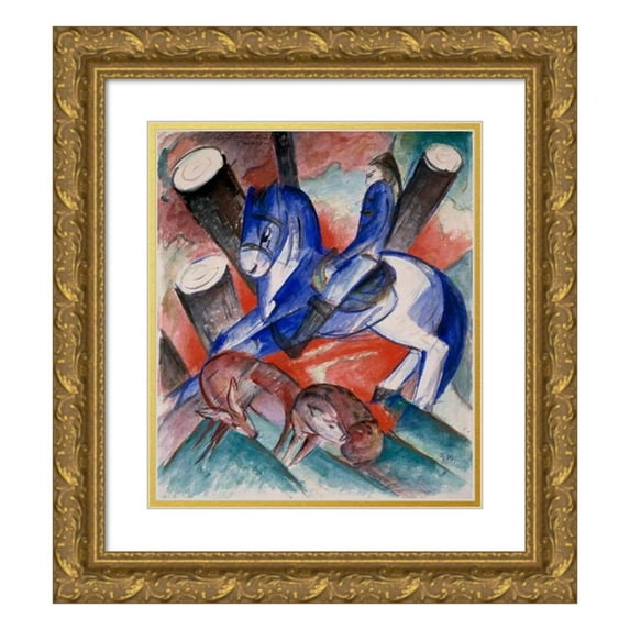 Franz Marc 12x14 Gold Ornate Wood Frame and Double Matted Museum Art Print Titled - St. Julian the Hospitals (1913)