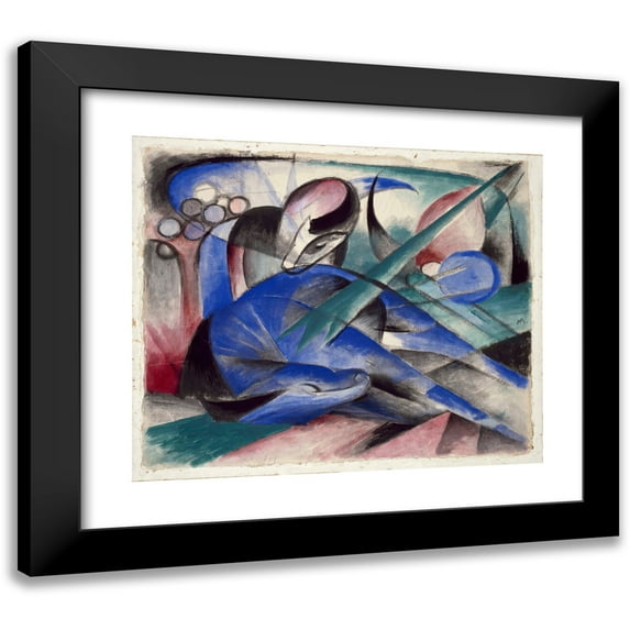 Franz Marc 14x12 Black Modern Framed Museum Art Print Titled - Dreaming Horse (1913)