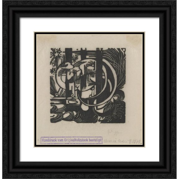 Franz Marc 20x21 Black Ornate Framed Double Matted Museum Art Print Titled: Lizards (1912)