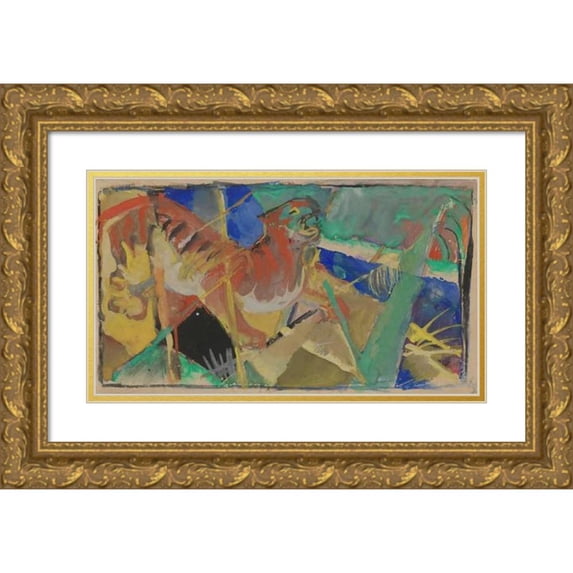 Franz Marc 24x16 Gold Ornate Framed and Double Matted Museum Art Print Titled - Tiger in the Jungle (1912)