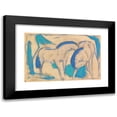 thumbnail image 1 of Franz Marc 24x17 Black Modern Framed Museum Art Print Titled - Two Horses, Blue -Green (1911), 1 of 5
