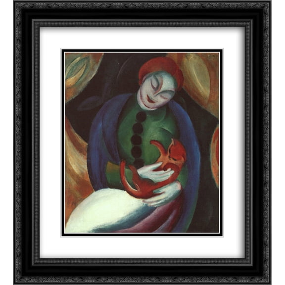 Franz Marc 2x Matted 20x22 Black Ornate Framed Art Print 'Girl with Cat II'