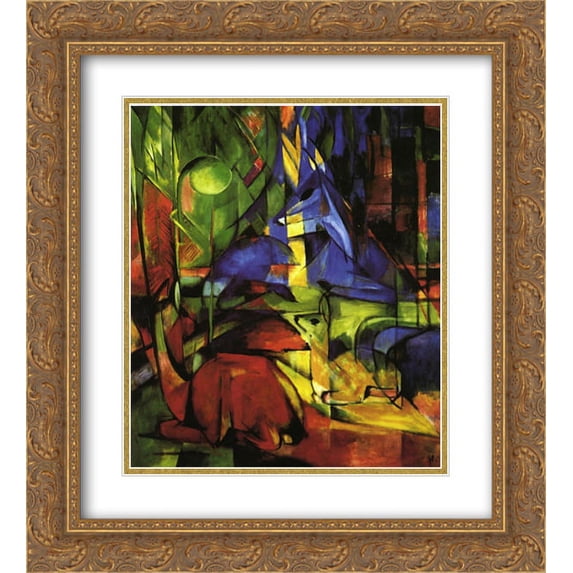 Franz Marc 2x Matted 20x22 Gold Ornate Framed Art Print 'Deer in the Forest II'