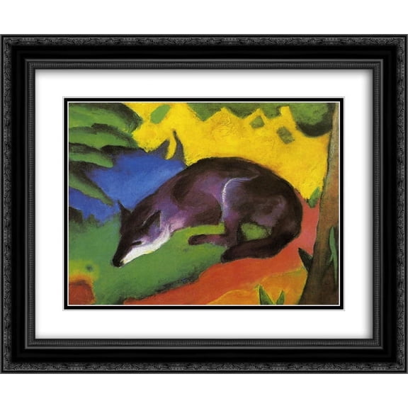 Franz Marc 2x Matted 24x20 Black Ornate Framed Art Print 'Blue Fox'