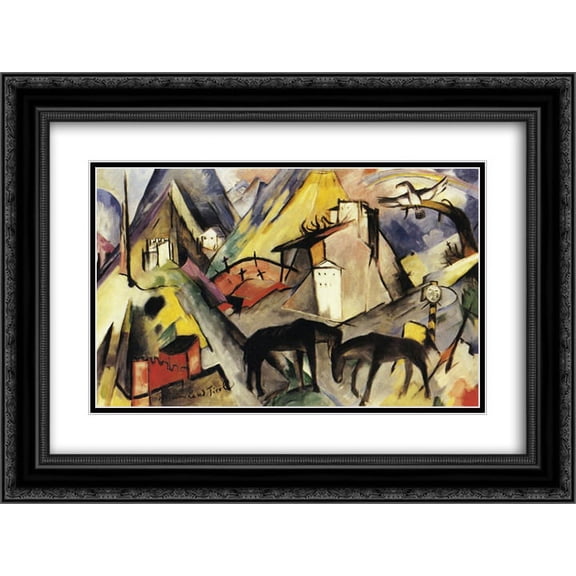 Franz Marc 2x Matted 24x20 Black Ornate Framed Art Print 'The Unfortunte Land of Tyrol'