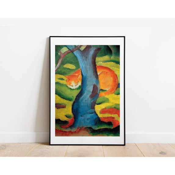 franz-marc-cat-under-tree-wall-art-print-unframed-paper-poster-16x20in