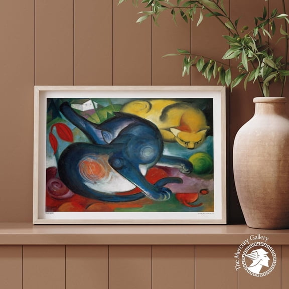 Franz Marc Poster Two Cats Blue And Yellow 1912 Animal Poster Cat Abstract Artwork Animal Art Modern Art