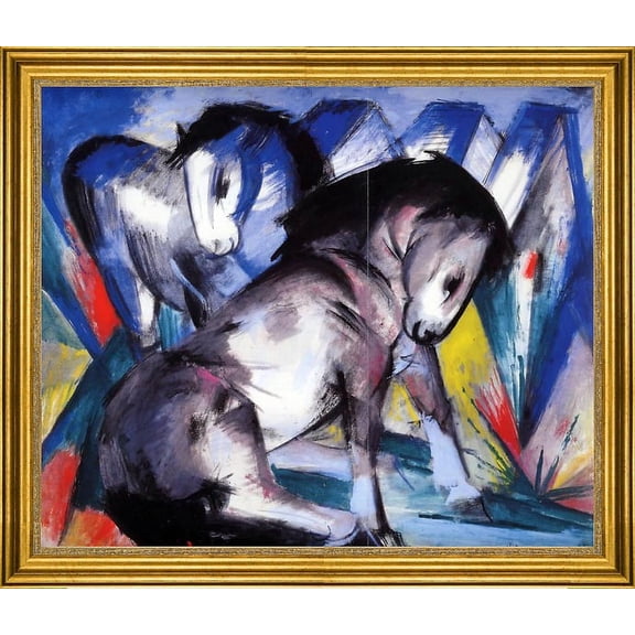Franz Marc Two Horses - 16" x 20" Framed Premium Canvas Print