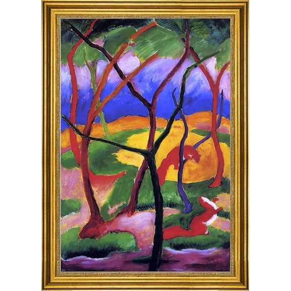 Franz Marc Weasels at Play - 16" x 24" Framed Premium Canvas Print