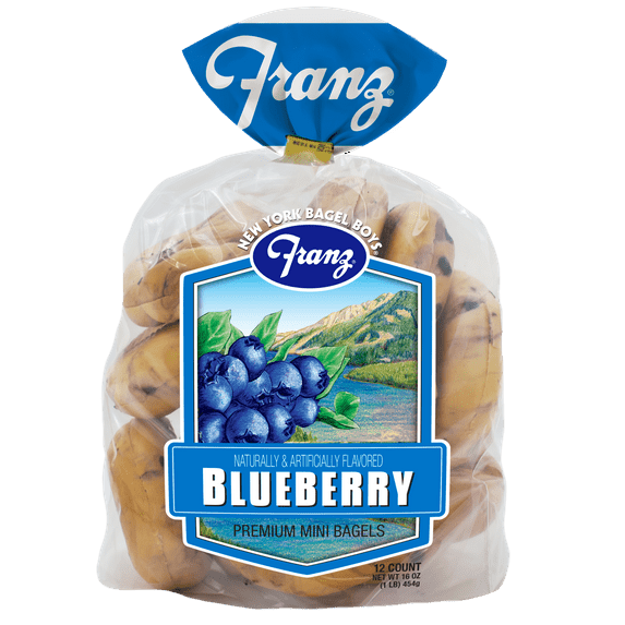 Franz New York Bagel Boys Mini Blueberry Bagels, 16 oz, 12 Count
