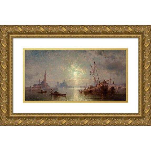 Franz Richard Unterberger 14x9 Gold Ornate Wood Frame and Double Matted Museum Art Print Titled - Venise-Vue De San Giorgio Maggiore (About 1878-80)