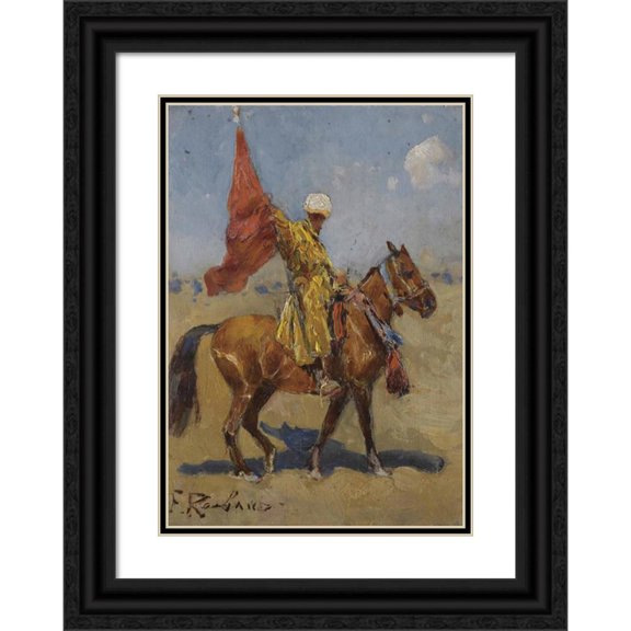 Franz Roubaud 18x24 Black Ornate Framed Double Matted Museum Art Print Titled: The Standard Bearer