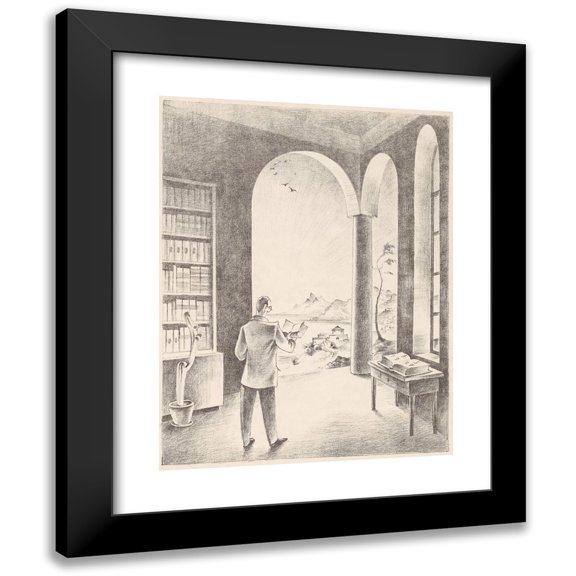 Franz Sedlacek 12x14 Black Modern Framed Museum Art Print Titled - The Writer