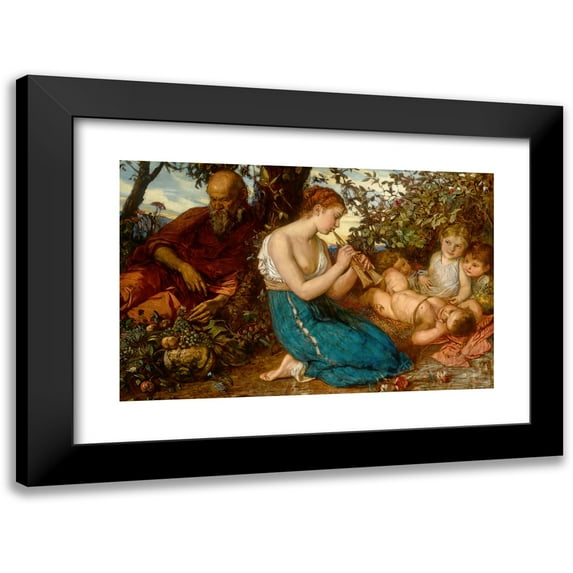 Franz Seraph Russ 18x13 Black Modern Framed Museum Art Print Titled - Girl Playing the Greek Double Pipe ( 1875)
