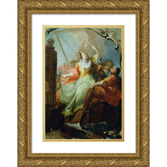 Franz Sigrist the elder 18x24 Gold Ornate Framed and Double Matted Museum Art Print Titled - Saint Ursula (1754)