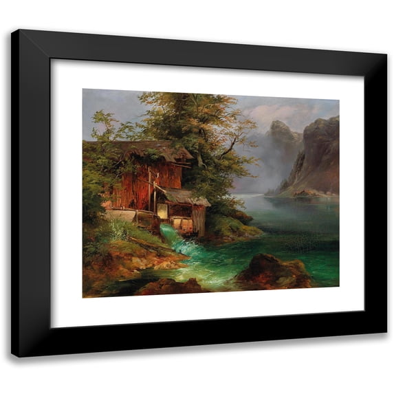 Franz Steinfeld 18x15 Black Modern Framed Museum Art Print Titled - Mill on Lake Hallstatt