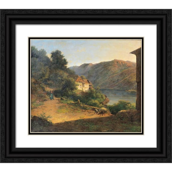 Franz Steinfeld 23x20 Black Ornate Framed Double Matted Museum Art Print Titled: View from the Salzkammergut