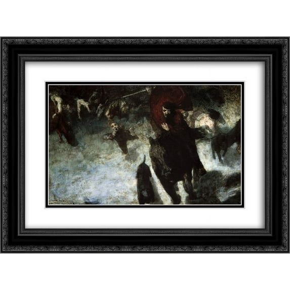 Franz Stuck 2x Matted 24x18 Black Ornate Framed Art Print 'Wild Chase'