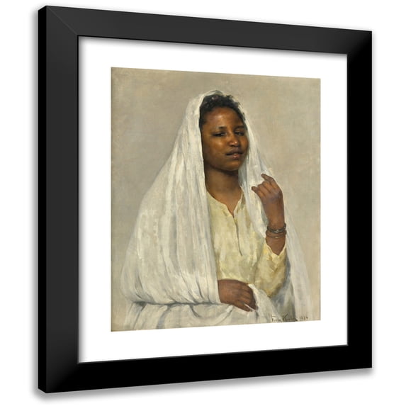 Franz Xaver Kosler 12x14 Black Modern Framed Museum Art Print Titled - African Beauty in White (1894)