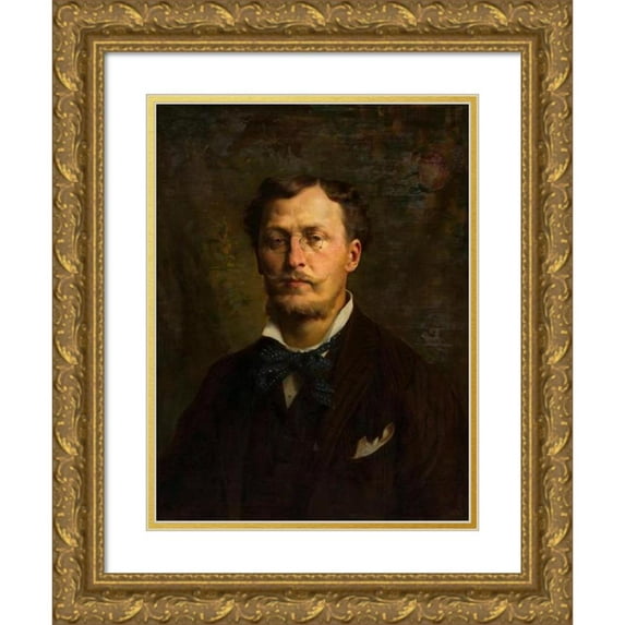 Franz Xaver Stocker 15x18 Gold Ornate Wood Frame and Double Matted Museum Art Print Titled - Portrait of the Architect Otto Wagner at the Age of Around 40 (Around 1880)