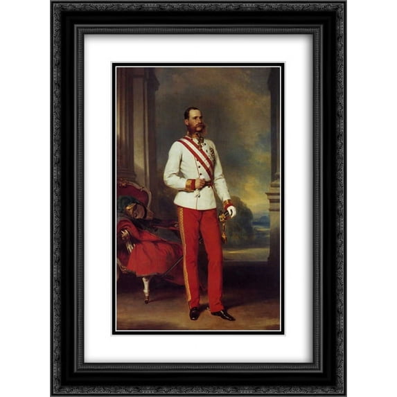 Franz Xaver Winterhalter 2x Matted 18x24 Black Ornate Framed Art Print 'Franz Joseph I, Emperor of Austria'